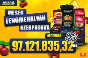 Decembar u znaku džekpotova - AdmiralBet isplatio skoro 100 miliona
