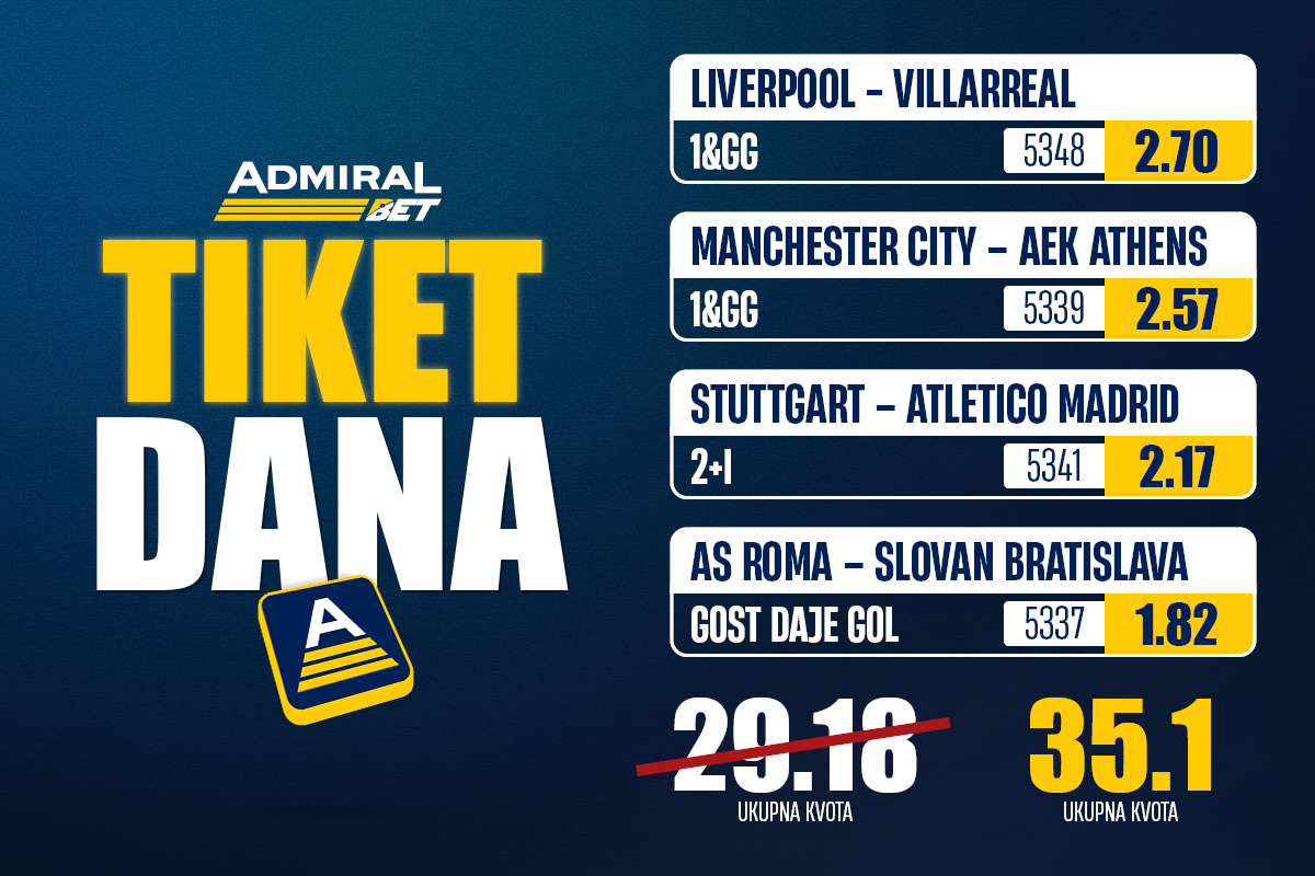 TIKET DANA - Nema stajanja, danas je Liga šampiona!