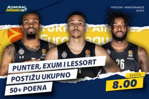 AdmiralBet specijal - Partizan ruši PAO uz pomoć Pantera, Egzuma i Lesora, kvota 8!